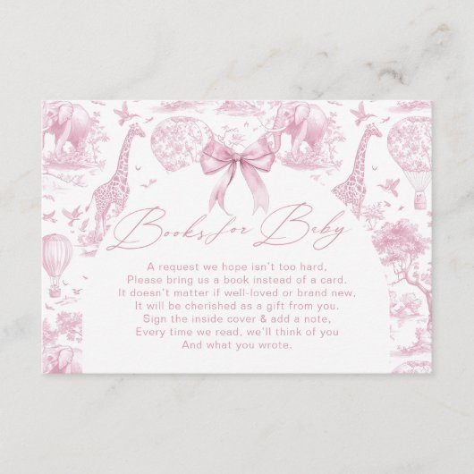 Pink Toile Safari Animal Books For Baby Informatiekaartje (Voorkant)