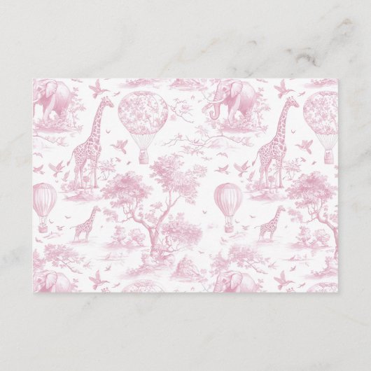 Pink Toile Safari Animal Books For Baby Informatiekaartje (Achterkant)