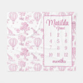 PINK TOILE SAFARI Mijlpaal Deken, Baby Meisje Saf Fleece Deken (Voorkant (Horizontaal))