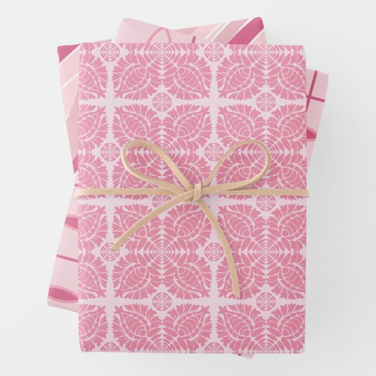 Pink Tone Wrapping Paper in Set van 3 Design (In situ)