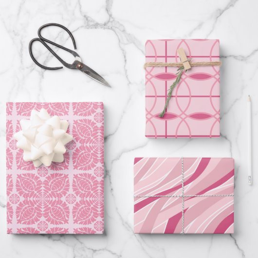 Pink Tone Wrapping Paper in Set van 3 Design (Voorkant)
