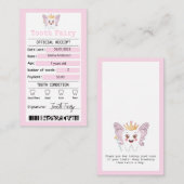 Pink Tooth Fairy Receipt Flat Note Kaart Notitiekaartje (Voorkant / Achterkant)