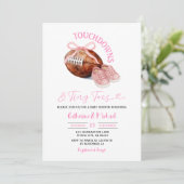 Pink Touchdown & Tiny Toes Football Baby shower Kaart (Staand voorkant)
