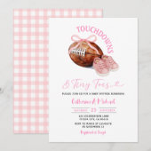 Pink Touchdown & Tiny Toes Football Baby shower Kaart (Voorkant / Achterkant)