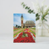 Pink Town Hall, Calais, Franse bloemen Briefkaart (Staand voorkant)