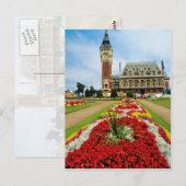Pink Town Hall, Calais, Franse bloemen Briefkaart (Voorkant / Achterkant)