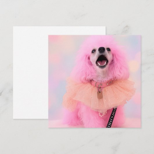 Pink Toy Poodle, Mozzarella The Poodle, card Feestdagenkaart (Voorkant / Achterkant)