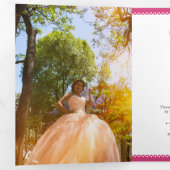 Pink Traditionele Mexicaanse Floral Foto Quinceane Drieluik Uitnodiging (Binnenzijde eerst)