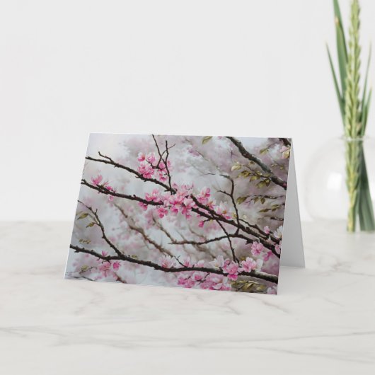 Pink Tree Blossoms Flower Art Note Kaart (Voorkant)
