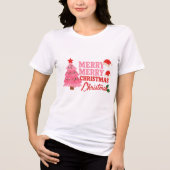 Pink Tree & Bold Merry #christmastree #xmas Tri-Blend Shirt (Voorkant)