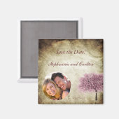 Pink Tree bruiloft aankondiging magneet (Voorkant / Achterkant)