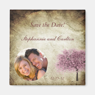 Pink Tree bruiloft aankondiging magneet