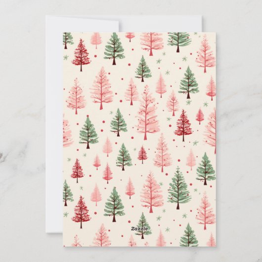 Pink Tree Christmas Kaart (Achterkant)