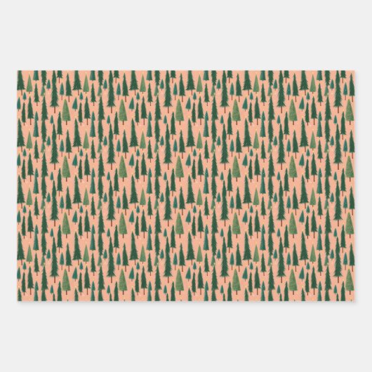 Pink Tree Gift Wrap, Modern Holiday Wrapping Paper (Voorkant 3)