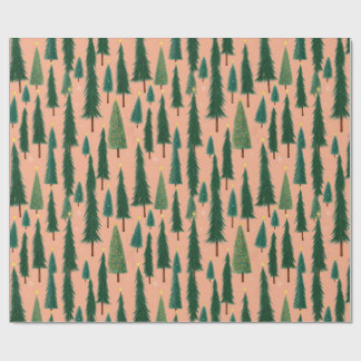 Pink Tree Gift Wrap, Modern Holiday Wrapping Paper Cadeaupapier