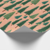 Pink Tree Gift Wrap, Modern Holiday Wrapping Paper Cadeaupapier (Hoek)