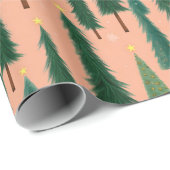 Pink Tree Gift Wrap, Modern Holiday Wrapping Paper Cadeaupapier (Rol Hoek)