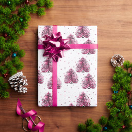 Pink Tree Girly Kerstboom Gift Cadeaupapier