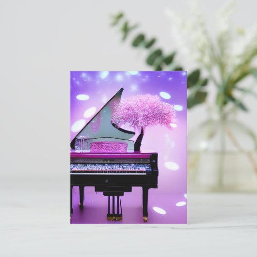 Pink Tree Grand Piano Briefkaart (Staand voorkant)