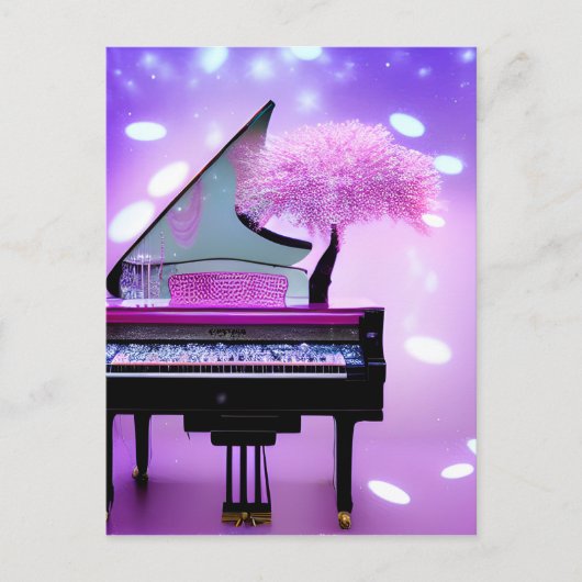 Pink Tree Grand Piano Briefkaart (Voorkant)