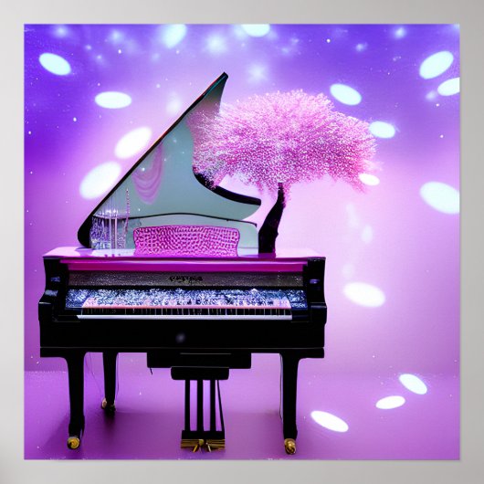 Pink Tree Grand Piano Poster (Voorkant)