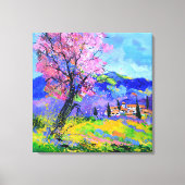 Pink tree in Provence Canvas Afdruk (Voorkant)