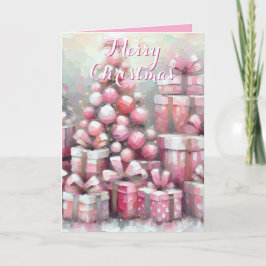 Pink Tree & Presents – Festive Personalized Fun Kaart