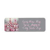 Pink Tree & Presents Personalized Christmas Etiket (Voorkant)