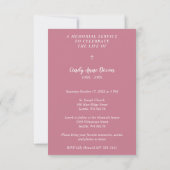 Pink Trendy Transparency Effect Funeral Dear Ones Save The Date (Achterkant)
