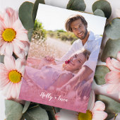Pink Trendy Transparency Effect Photo Couple Kaart