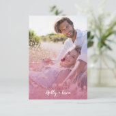 Pink Trendy Transparency Effect Photo Couple Kaart (Staand voorkant)