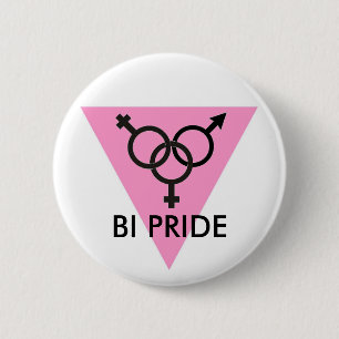 PINK TRIANGLE BI PRIDE SYMBOOL RONDE BUTTON 5,7 CM
