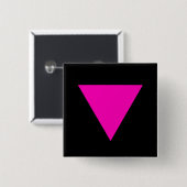 "PINK TRIANGLE" GAY PRIDE VIERKANTE BUTTON 5,1 CM (Voorkant /achterkant)