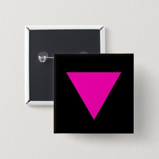 "PINK TRIANGLE" GAY PRIDE VIERKANTE BUTTON 5,1 CM (Voorkant /achterkant)