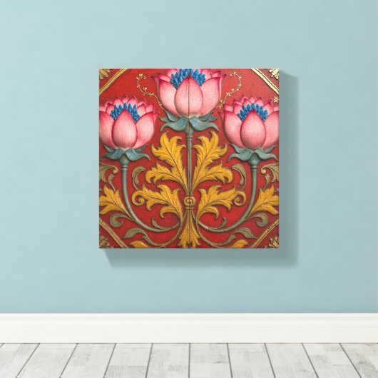 Pink Trio Lotus Canvas Afdruk (Insitu (Houten vloer))