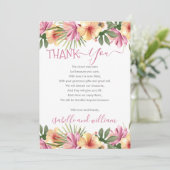 Pink Tropical Floral Blooms Baby shower Dank u Bedankkaart (Staand voorkant)