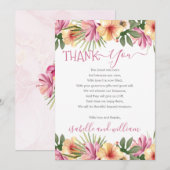 Pink Tropical Floral Blooms Baby shower Dank u Bedankkaart (Voorkant / Achterkant)