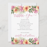 Pink Tropical Floral Blooms Baby shower Dank u