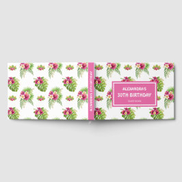 Pink Tropical Floral Luau Party birthday Gastenboek