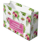 Pink Tropical Floral Luau Party Birthday Groot Cadeauzakje (Voorkant Gekanteld)