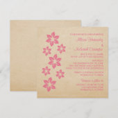 Pink Tropical Floral Wedding Invite Kaart (Voorkant / Achterkant)