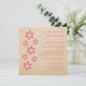Pink Tropical Floral Wedding Invite Kaart (Staand voorkant)
