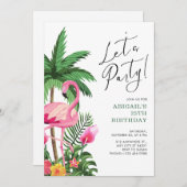 Pink Tropical Hawaiian 25th Birthday Invitation   Kaart (Voorkant / Achterkant)