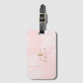 Pink Tropical Leaf Bagagelabel (Voorkant (verticaal))