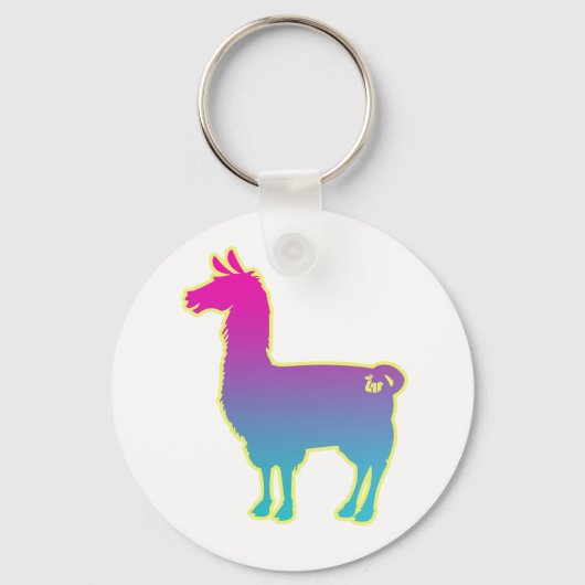Pink Tropical Llama Keychain (Voorkant)