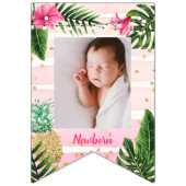 Pink Tropical Monthly Photo Bunting Flags Vlaggetjes (Eerste vlag)