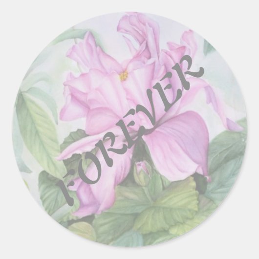 PINK TROPICAL ORCHID WEDDING STICKERS (Voorkant)