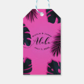 Pink Tropical Palm Leaves Party MAHALOHA Cadeaulabel (Achterkant)