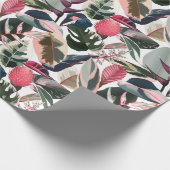 Pink Tropical Philodendron Houseplant Patroon Cadeaupapier (Hoek)