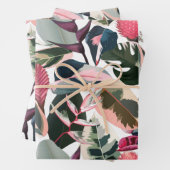 Pink Tropical Philodendron Houseplant Patroon Inpakpapier Vel (In situ)
